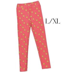 LuLaRoe‎ Girls Leggings L/XL Pink Daisies Smiley Faces Gigi & Jax Size 8-14 NWT